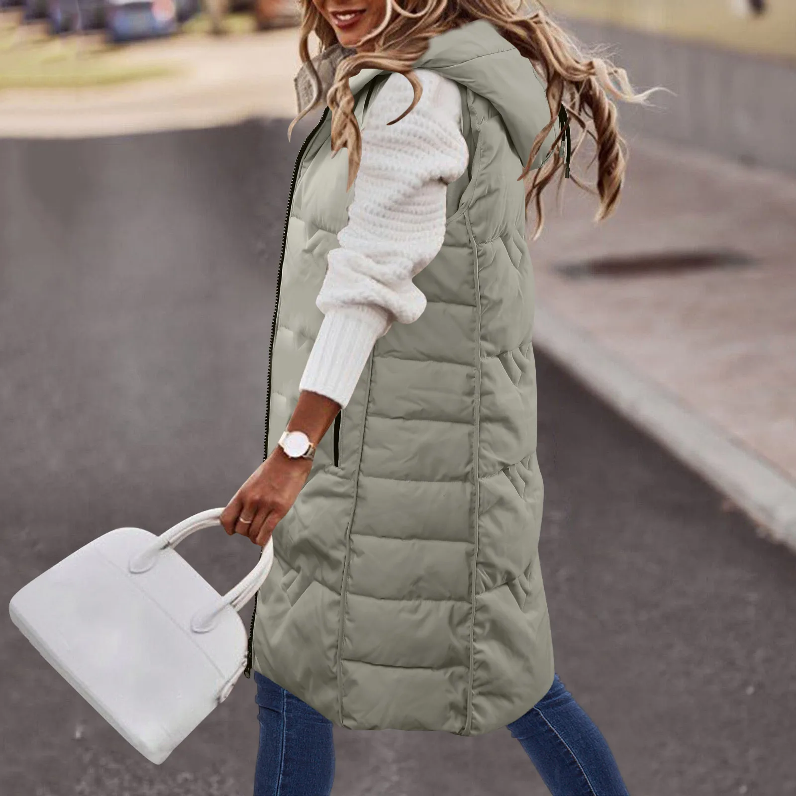 Sleeveless Womens Jacket Vest Hooded Down Puff Padded Parkas Hoodies Overcoat Winter Outerwear Girls Blazer Female Cardigan