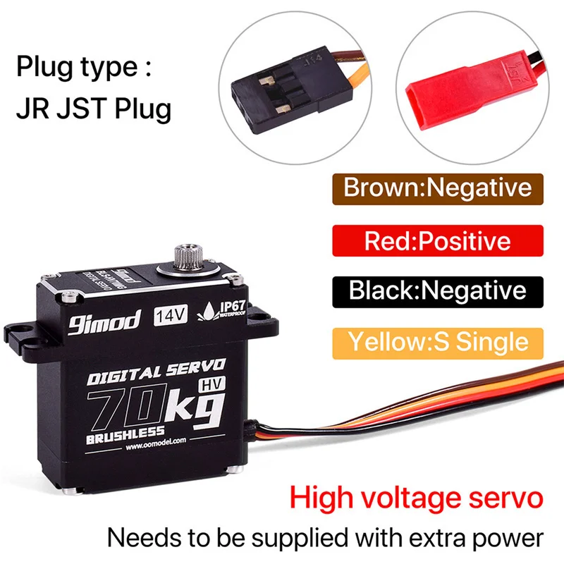 9imod 50KG 60KG 70KG Metal Gear Brushless Digital 14V High Voltage Waterproof Servo Suitable for 1/8 1/10 RC Car 4