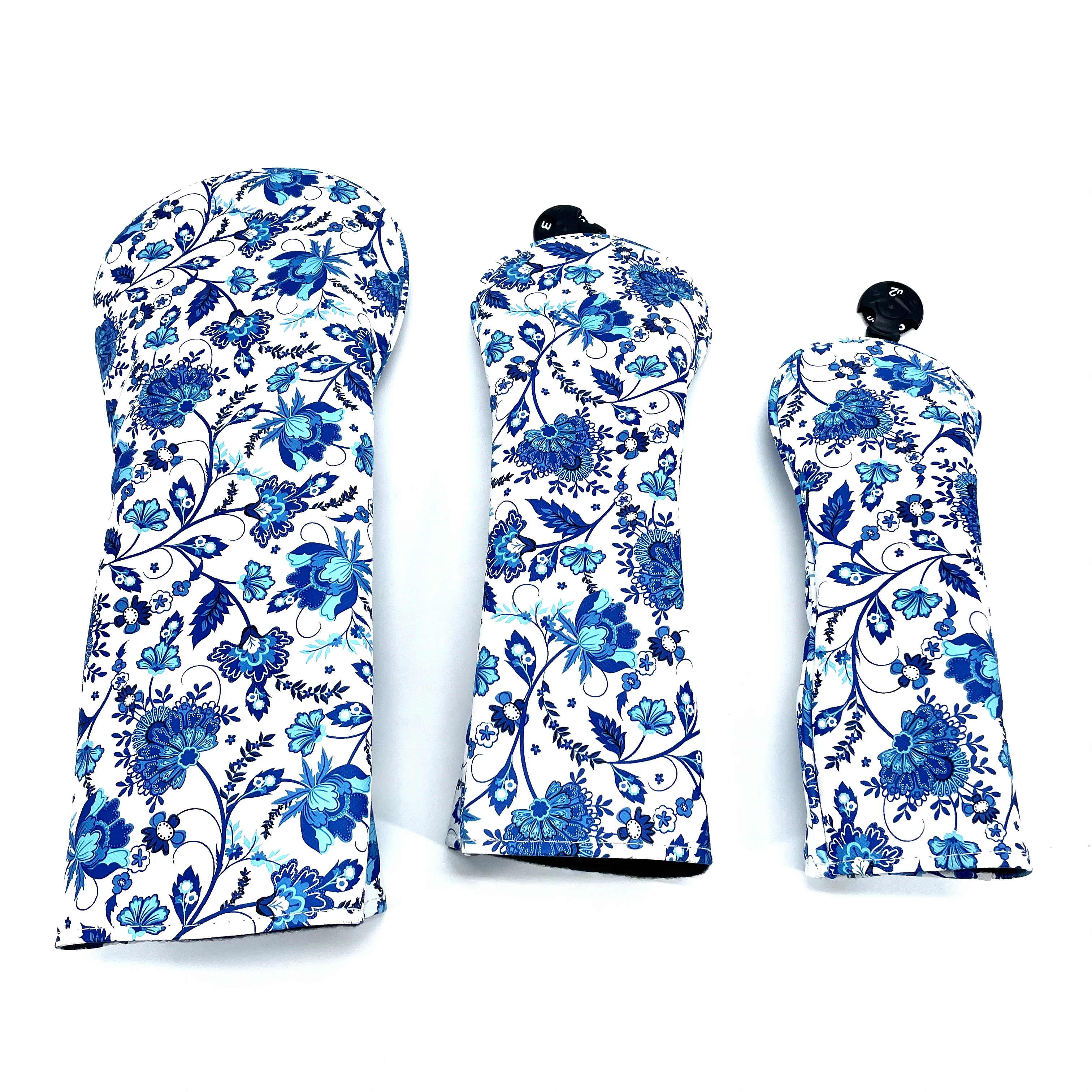 

Golf Blue cherry blossoms pattern Head cover Driver Head Covers Fairway Wood Head Covers Hybrid Head Covers Pu Leather