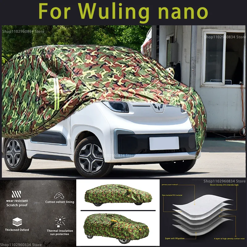 

For Wuling Nano Oxford car cover Outdoor Protection Snow Cover Sunshade Waterproof Dustproof Camouflage Car Cover
