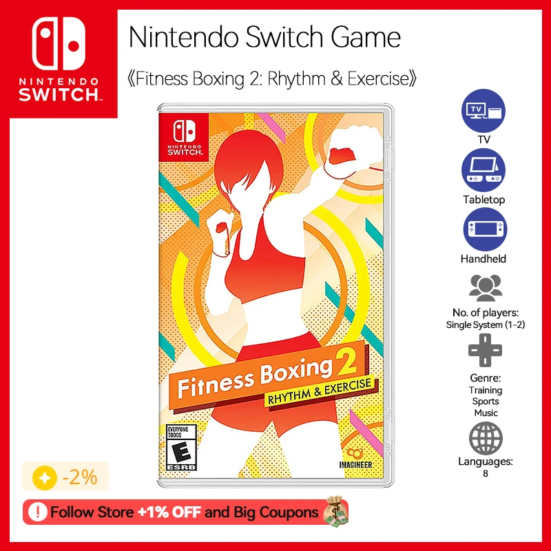Nintendo Switch Game Fitness Boxing 2 Rhythm Exercise Genre Training Sports  Music Support 8 Languages 3.0 GB for Switch Oled