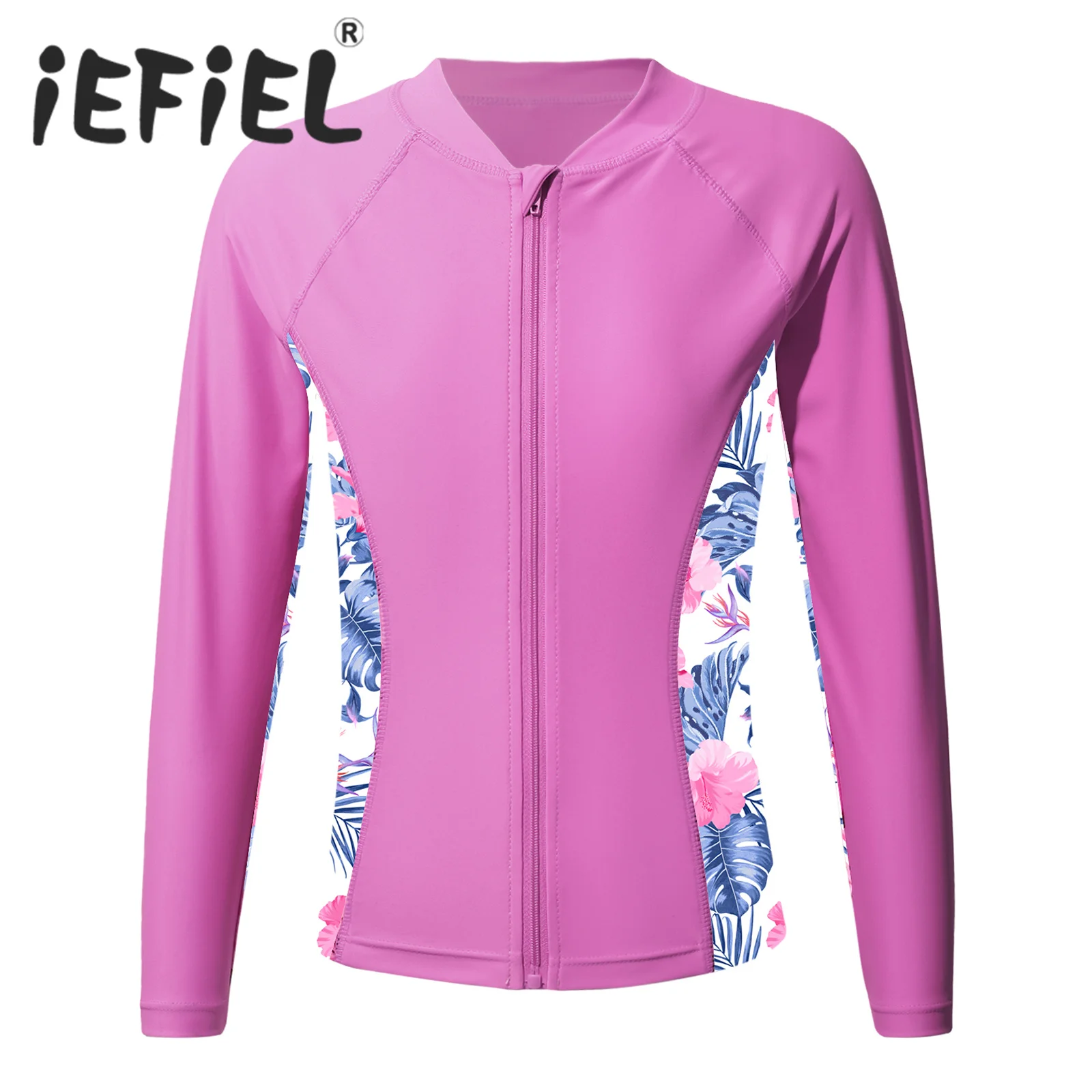 여아용 긴 소매 수영 코트, 수영 탑 래쉬가드 재킷, UPF 50 + 햇빛 차단, 목욕 비치웨어, 수영장 해변 수영복 