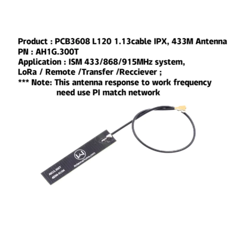 AntennaHome 433MHz Antenna,Telecommunication equipment for ISM 433/868/915MHz system, LoRa / Remote /Transfer AH1G.300T