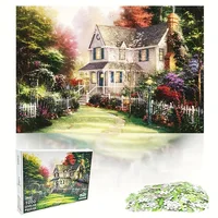 70cm*50cm 1000pcs Rustic Villa Jigsaw Puzzle Adult Stress Relief Beautiful Landscape Painting Puzzle Home Wall Decor 1
