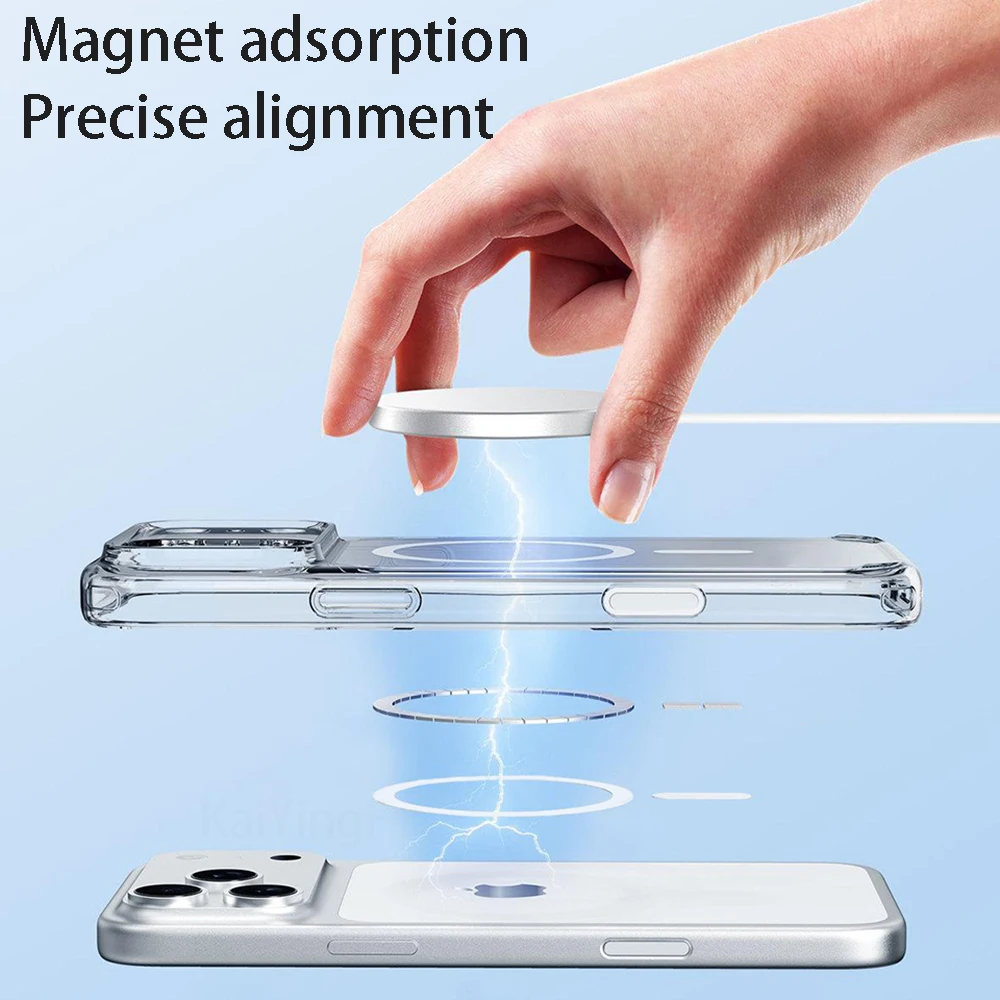 Magnetic Clear Phone Case with Anti-Yellowing and Wireless Charging Compatibility