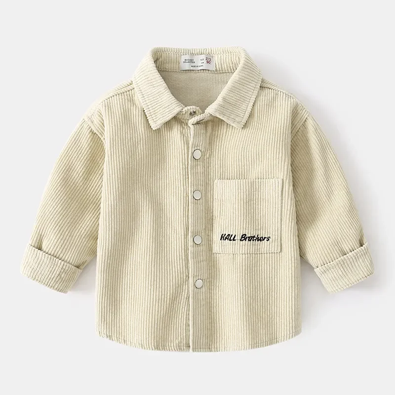 New Corduroy Boys Cardigan Baby Boys Shirts Long Sleeve School Blouse Kids White Shirt for Toddler Blouse Children Tops