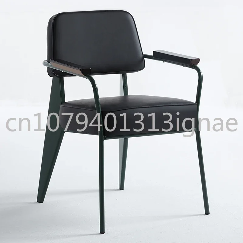

Dining Chair Retro Simple Nordic Iron Leisure Chair Metal Designer Creative Coffee Shop Chair with Armrest Backrest Furniture