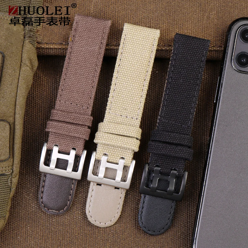 Nylon Genuine Leather Strap for Men's Watch - 20mm/22mm Canvas Band
