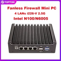 Fanless Firewall Mini PC Intel N100 Pentium N6005 Topton Solid 4 LANs i226-V 2.5G DDR4 COM USB-C pfSense OPNsense ESXi Computer 1