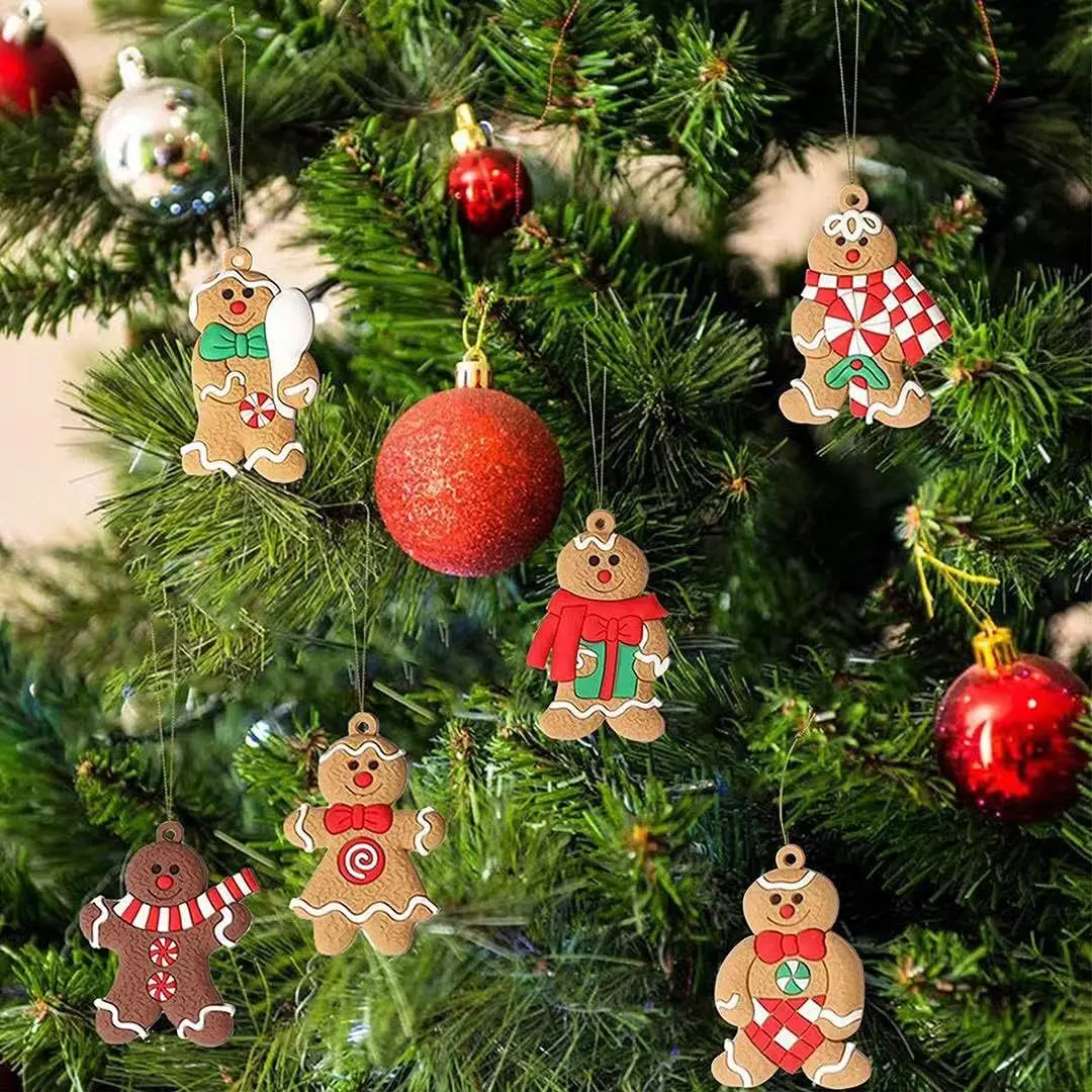 Gingerbread Man Ornaments for Christmas Tree Gingerbread Figurines Pendants Ornaments New Year Tree Hanging Decorations