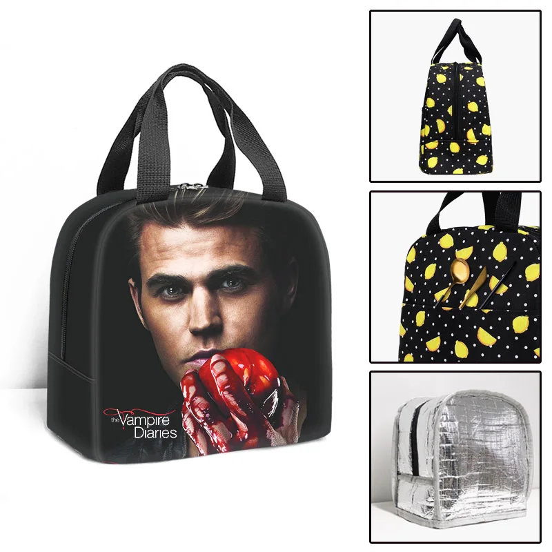 Vampire Diaries Insulated Lunch Bag Boy Girl Travel Thermal Cooler Tote Food Bags Portable Student School Lunch Bag