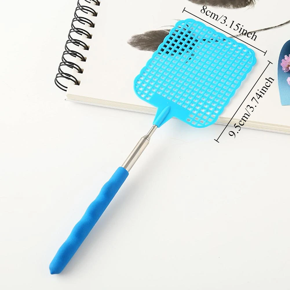 1pc Telescopic fly swatter manual plastic stainless steel rod with long rod mosquito swatter home sharp tools 2