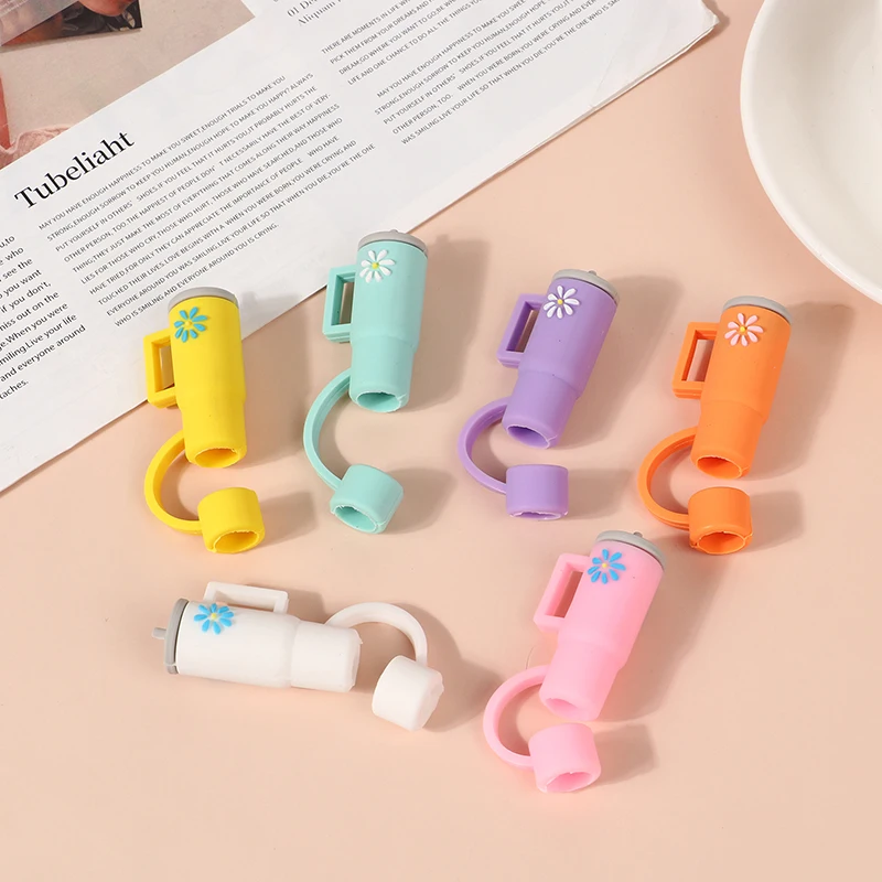 1Pc Cartoon Silicone Straw Stopper Cap Fit With Stanley Cup Tools Drinking Dust Cap Splash Proof Plugs It Glass Cup Decoration