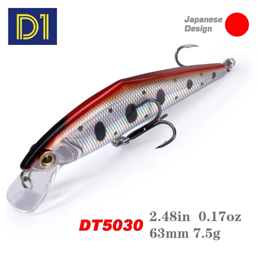 D1 River Trout Lure 63mm 85mm Sinking Minnow Fishing Bait