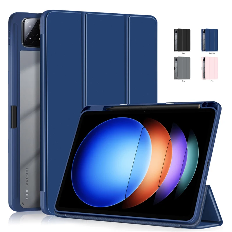 For Xiaomi Pad 6s Pro Case With Pen Holder Acrylic Back Fold Smart