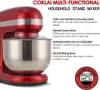 6 Speed Dough Mixer Metal Lid with Stainless Steel Bowl, Tilt-head Kitchen Mixer with Wire Whisk, Dough Hook, Flat Beater 6
