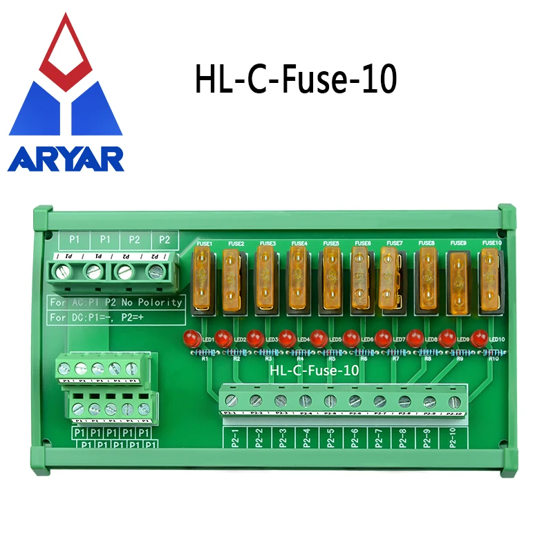 DIN Rail Mount Multi-Position Power Distribution Fuse Module, AC/DC 5-32V Capacity