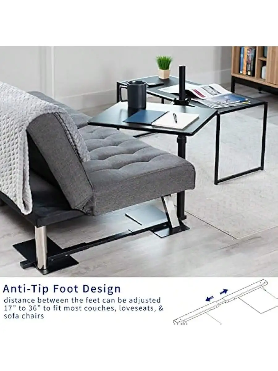 VIVO 20 inch Over Couch Swivel Table Laptop Desk for Remote Work Portable Recliner Workstation with Height Adjustable Sw 3