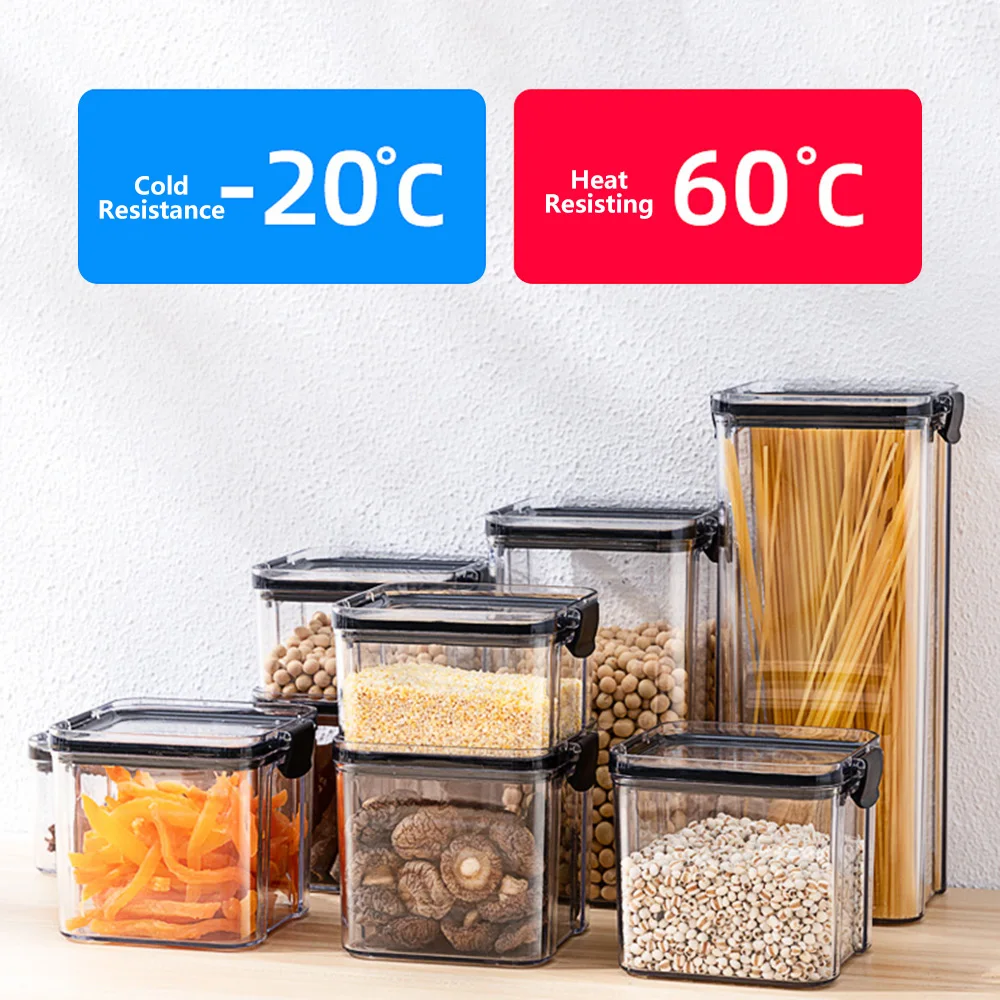 Sealed Storage Box Crisper Dried Grains Food Buckle Jar Kitchen Organizer  Storage Container Lock Cover Lid Tank Cereals Jars