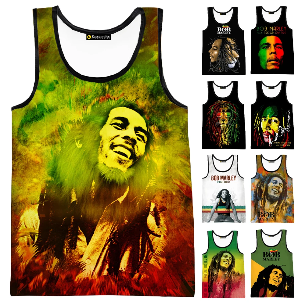 2022 Fashion Singer Bob Marley Vest Women Fitness Men Tank Tops Sleeveless  Funny Undershirt Cosplay Black Reggae Music Shirt| | - AliExpress