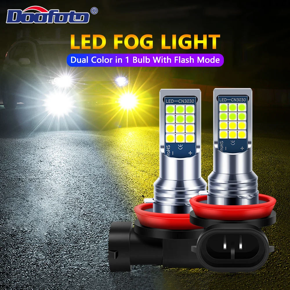 

1pcs Strobe Car Fog Lamp H8 h11 LED 9005 9006 881 Auto Daytime Running Light Flash Driving Bulb White Yellow