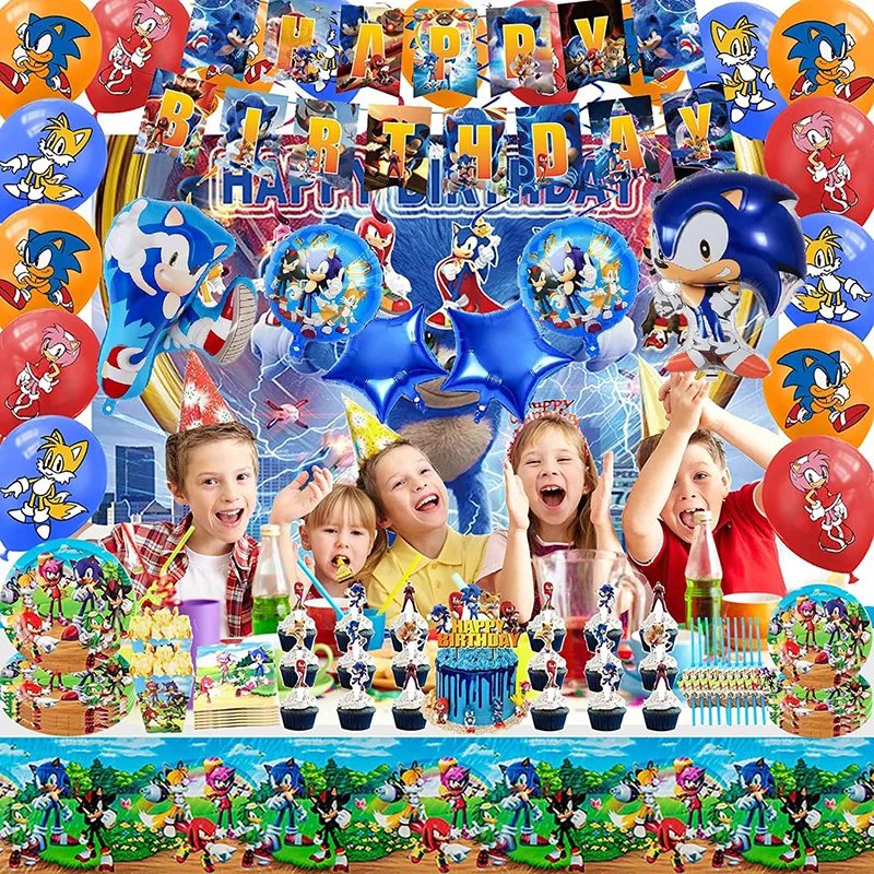 21Pcs Sonic Birthday Balloon Kids Number Anniversary Theme Room