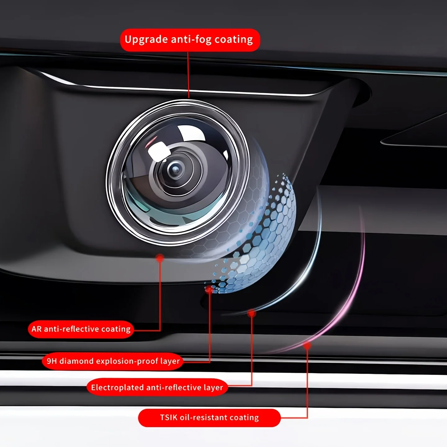 2 Pezzi Protezione per Lente Telecamera Auto HD, Copertura per Telecamera Posteriore 360° ° Protezione per Fotocamera Antigraffio Impermeabile Accessori Auto - immagine 5