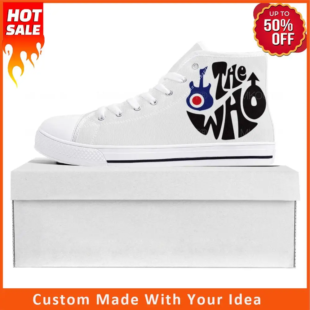 

The Who Pop Rock Band High Top High Quality Sneakers Mens Womens Teenager Canvas Sneaker Casual Couple Shoes Custom Shoe White