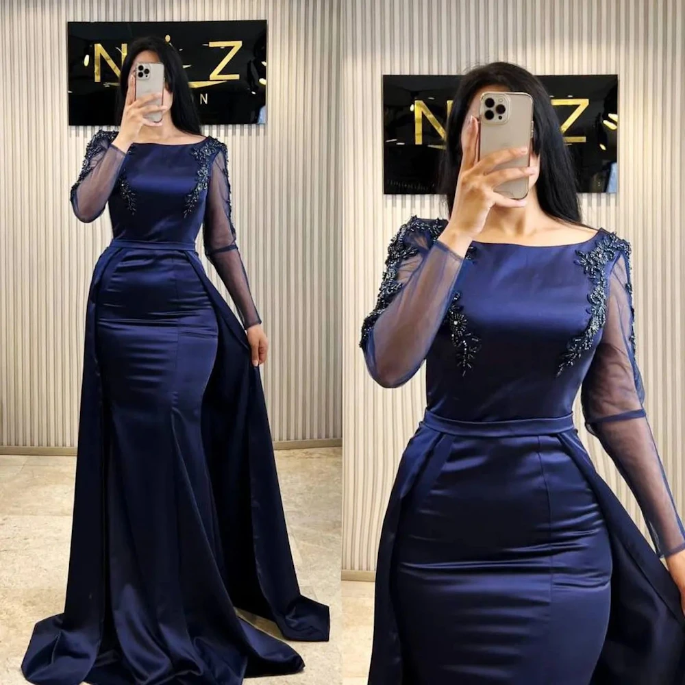 

Classic Square Neckline Beadings Embroidery Floor Length Lace Long Sleeves Zipper Up Women Evening Dress Prom Gown New 2023