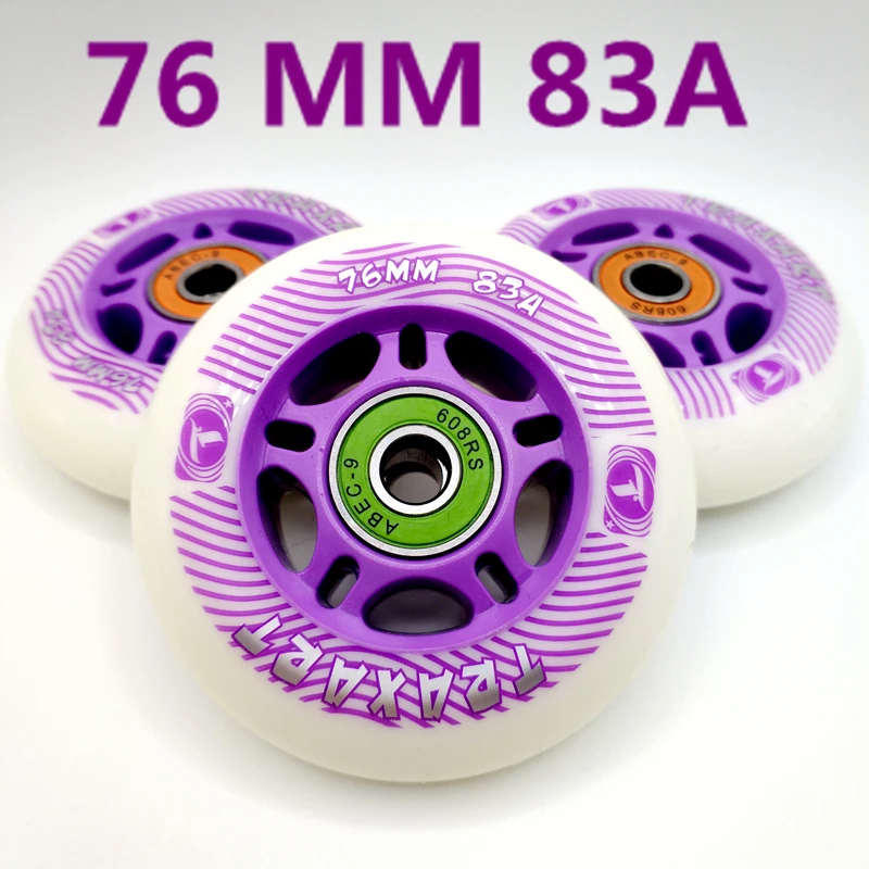 inline skate wheel 76mm purple PU material 76mm 83A 8wheels/lot