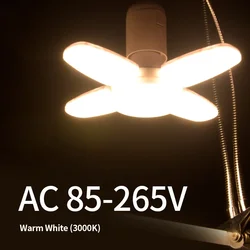 Collapsible 4-Leaf LED Pendant Light with Remote Control - High Brightness Warm White for Versatile Indoor Lighting (Warm 85-265V)