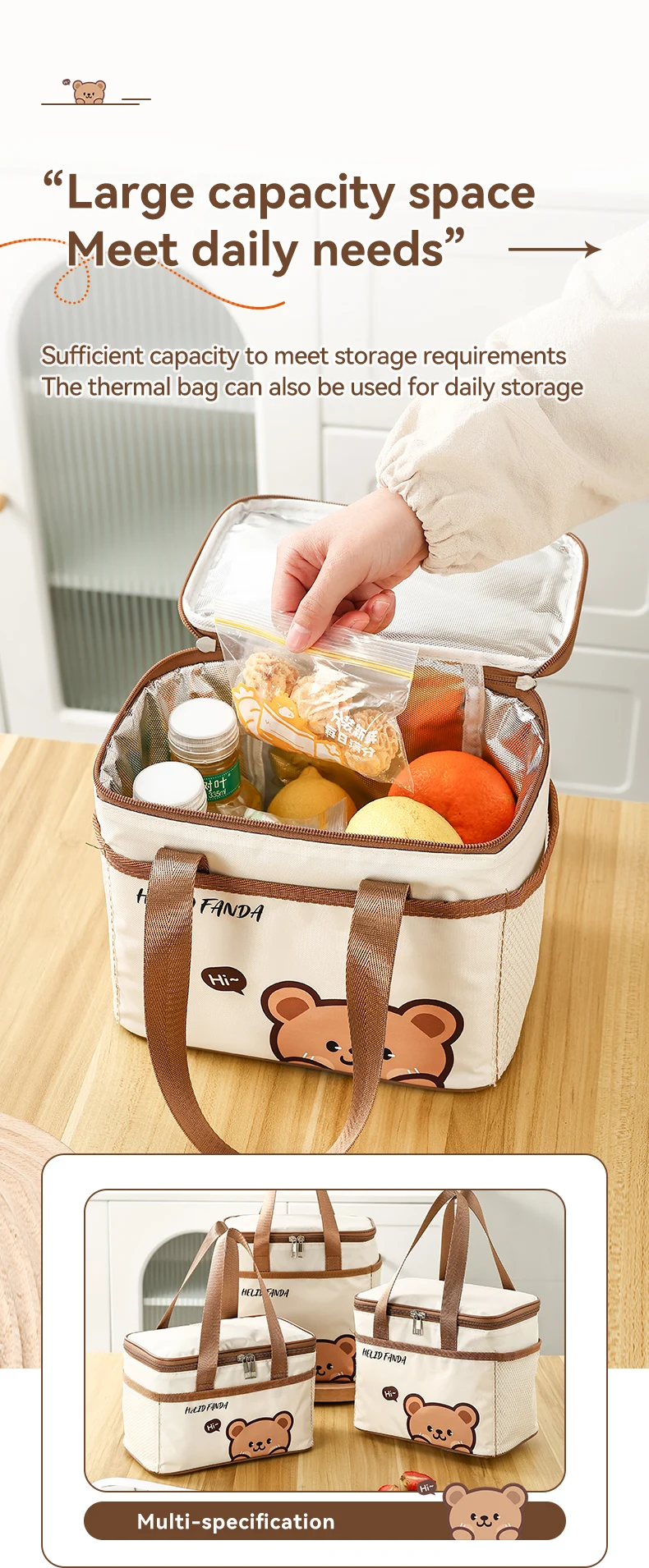 WORTHBUY Cute Thermal Lunch Box Bag Student Portable Large Capacity Insulated Lunch Bag Waterproof Reusable Picnic Cooler Bag_voghion.com