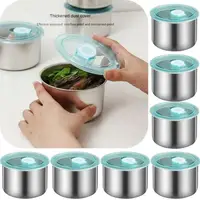 Hot Selling Stainless Steel Fresh-keeping Bowl Lid Round Sample Box Food Refrigerated Fruit Vegetable Fresh-keeping Box 500 Ml 1