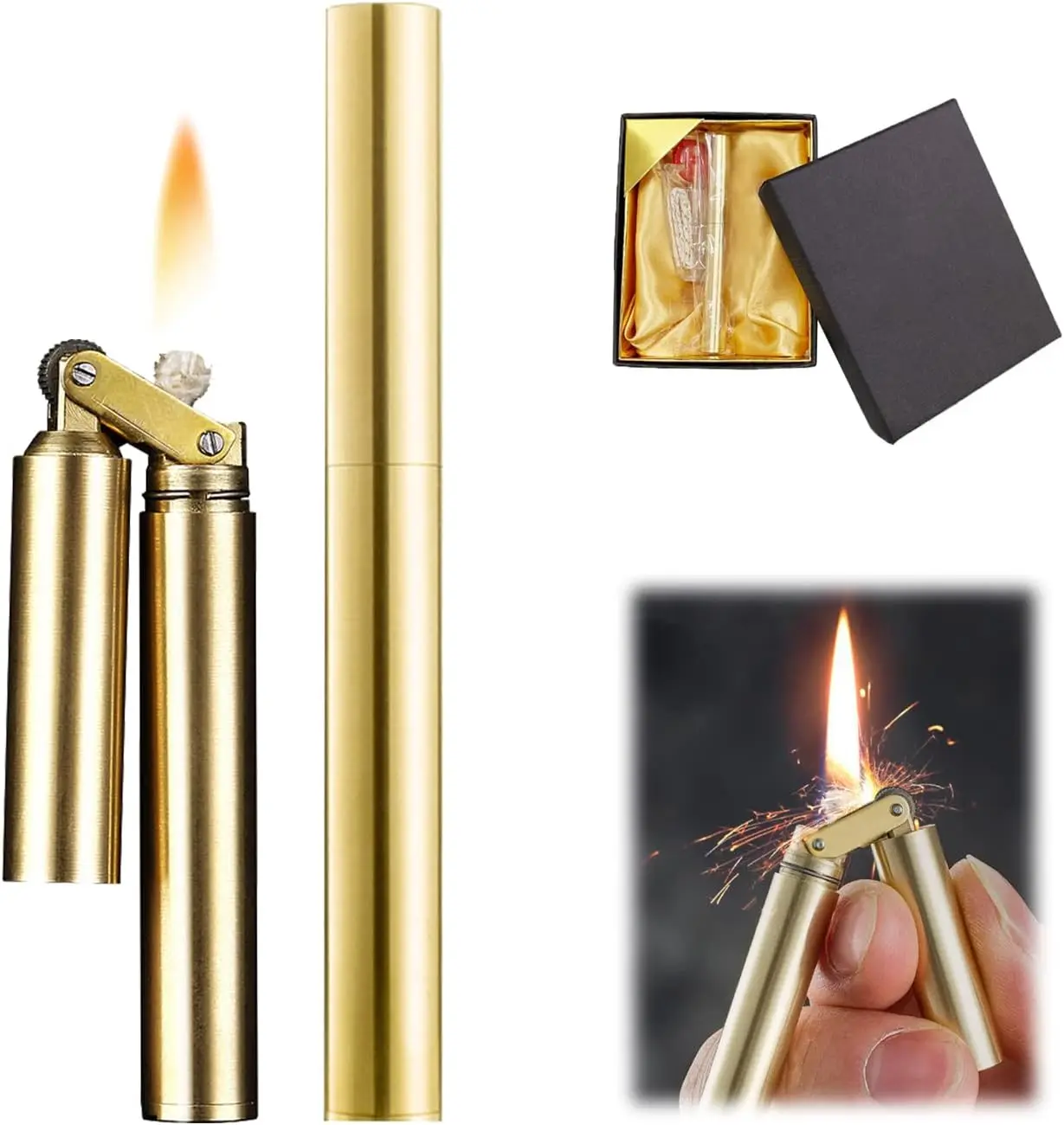 Kerosene Lighter Brass Lighter for Camping BBQ Kitchen No Oil