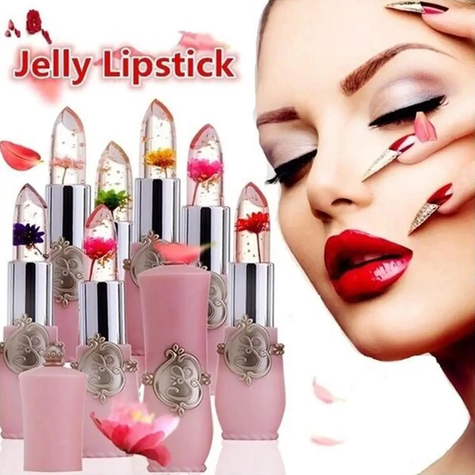 Moisturizer Lip Gloss Transparent Jelly Flower Lipstick Temperature Color Change Waterproof Makeup Lip Balm Cosmetic Makeup Tool