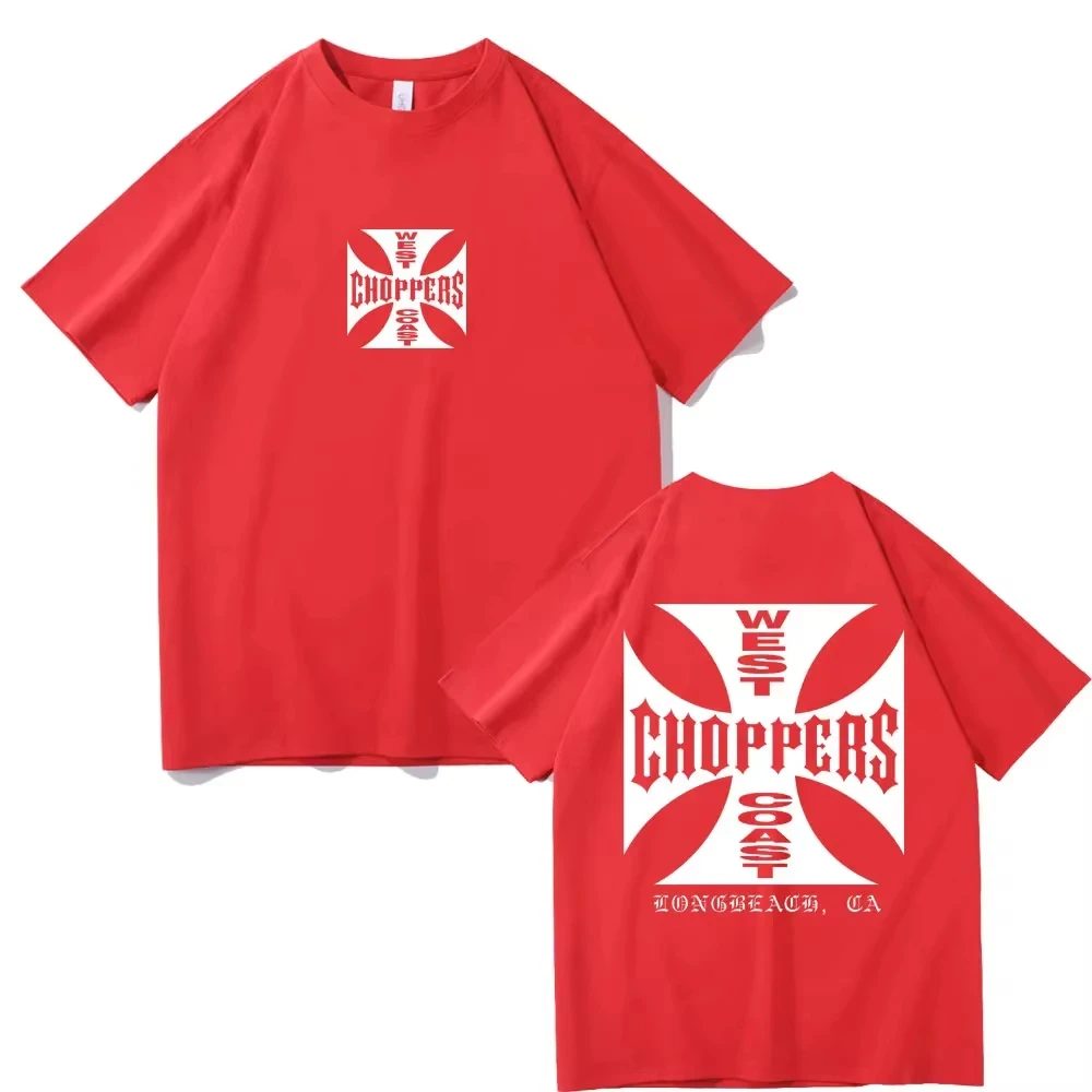 West Coast Choppers Cross Frame Print Tshirt Male Hip Hop Streetwear Oversized T-shirts Fashion Tees Men's Fleece Short Sleeve 5