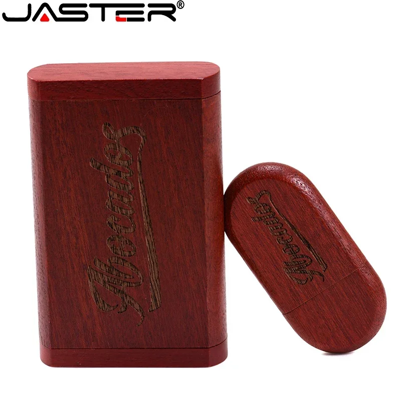 USB flash drive Flash drive JASTER 5 PCS/LOT USB Flash Drive Wooden Box Pen Drive Wood USB2.0 Free Custom Logo 32GB 64GB Memory Stick for Gift 4GB 8GB 16GB