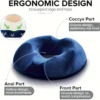 Pc Ergonomic Memory Foam Donut Seat Cushion, Orthopedic Tailbone Support Pillow ， Machine Washable Knit Fabric Cover 2
