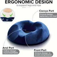 Pc Ergonomic Memory Foam Donut Seat Cushion, Orthopedic Tailbone Support Pillow ， Machine Washable Knit Fabric Cover 2