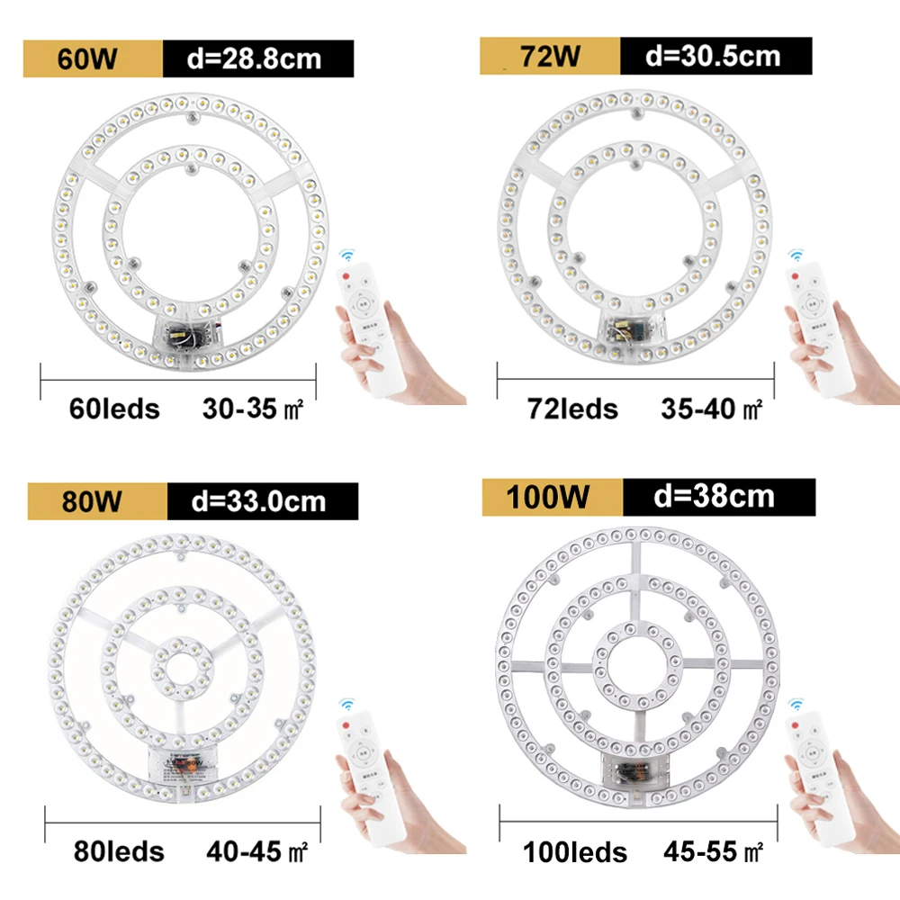Led Panel Lights Ceiling Lights Led Panel Board Dimmable Remote Control Round Module Replacement Panel Led Lamp 60W 72W 80W 100W 2