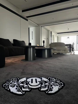 Room Carpet Home Decoration Rug Funny Creative Smiling Face Skull Rugs for Bedroom Living Room Decor Floor Mat Soft Comfortable