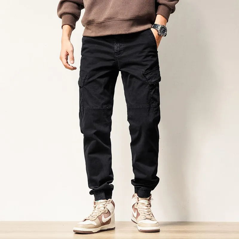 Street Fashion Men Jeans Big Pocket Designer Casual Cargo Pants Hombre Khaki Black Hip Hop Joggers Men Wide Leg Loose Trousers