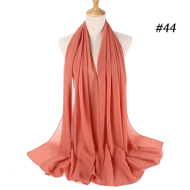 Musulman en mousseline de soie Hijab femmes bulle en mousseline de soie écharpe pour femmes dames voile musulman Islam couleur unie malaisie Musulman Wrap foulards