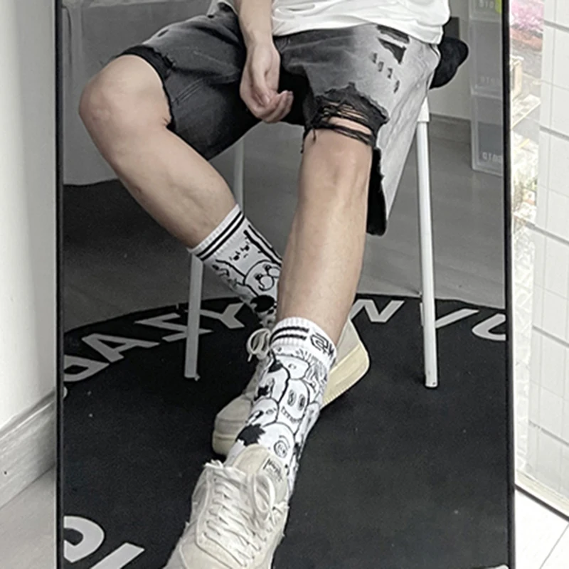 Fashion Loose Spliced Zipper Pockets Tassel Hole Korean Jeans Shorts Men's 2024 Summer New Solid Color All-match Casual Shorts