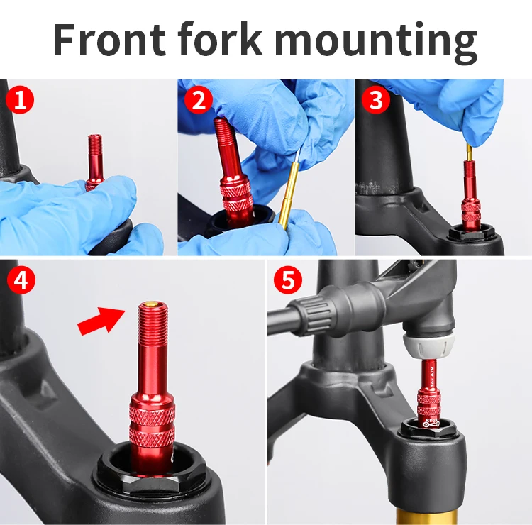 MUQZI Fahrradgabel Ventiladapter Schrader Luftgabel Aufblasbarer Ventiladapter MTB Rennrad Gabelzubehör – Detail 9