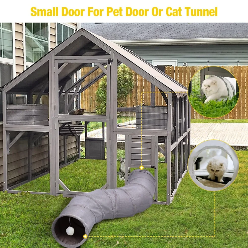 Outdoor Cat Enclosure Large for Multiple Cats, Outdoor Wooden Cat House