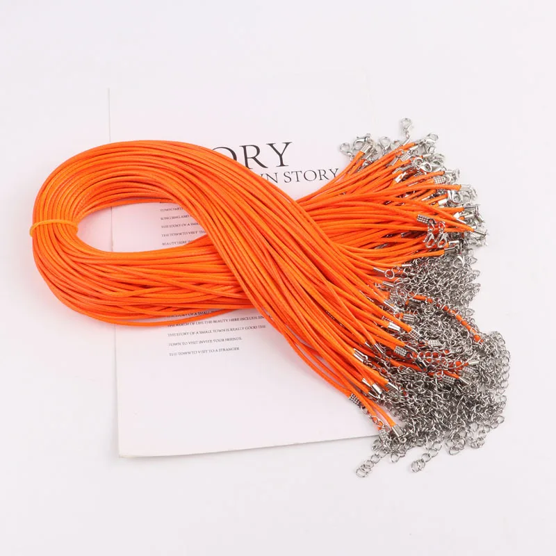 100Pcs Handmade Leather Rope Chain Adjustable Braided Rope Necklaces & Pendant Charms Findings Lobster Clasp String Cord