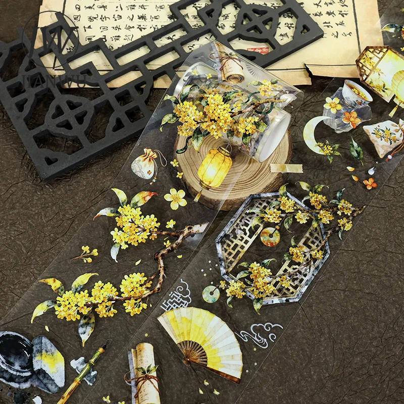 JIANWU 70mm * 200cm 빈티지 꽃 풍경 소재 콜라주 스크랩북 PET 테이프 크리 에이 티브 DIY 저널 문구