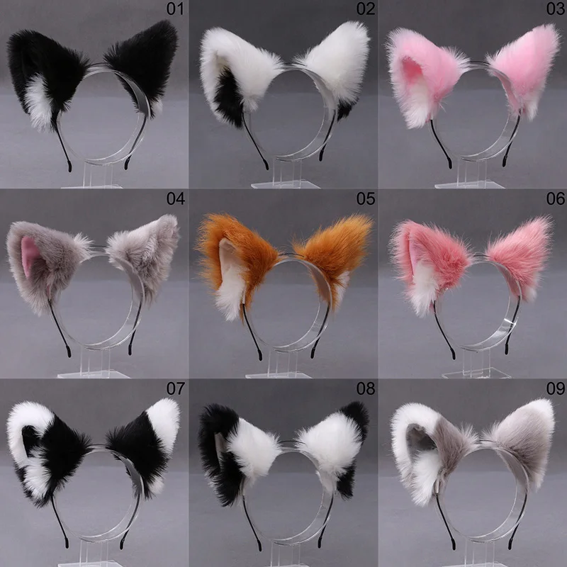 Plush Faux Fur Fox Cat Ear Hair Hoops Headband Women Girl Cosplay Hair Accessories hair bands hair band cosplay headpiece cosplay accessories