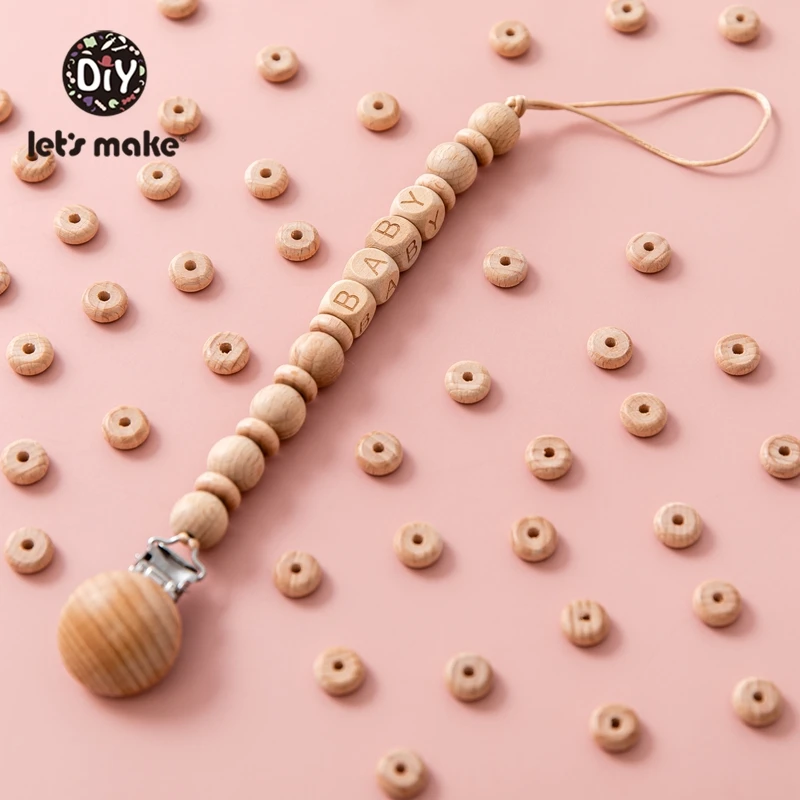 Let's Make 50pc 10mm Beech Abacus Beads Wood Beads Necklace DIY Food Grade Baby Teether Beading Nipple Wood Chain Accessories 4